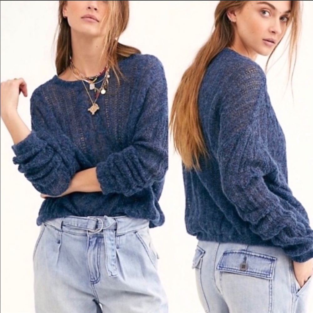 Free People Angel Soft Sweater Blue Pullover M